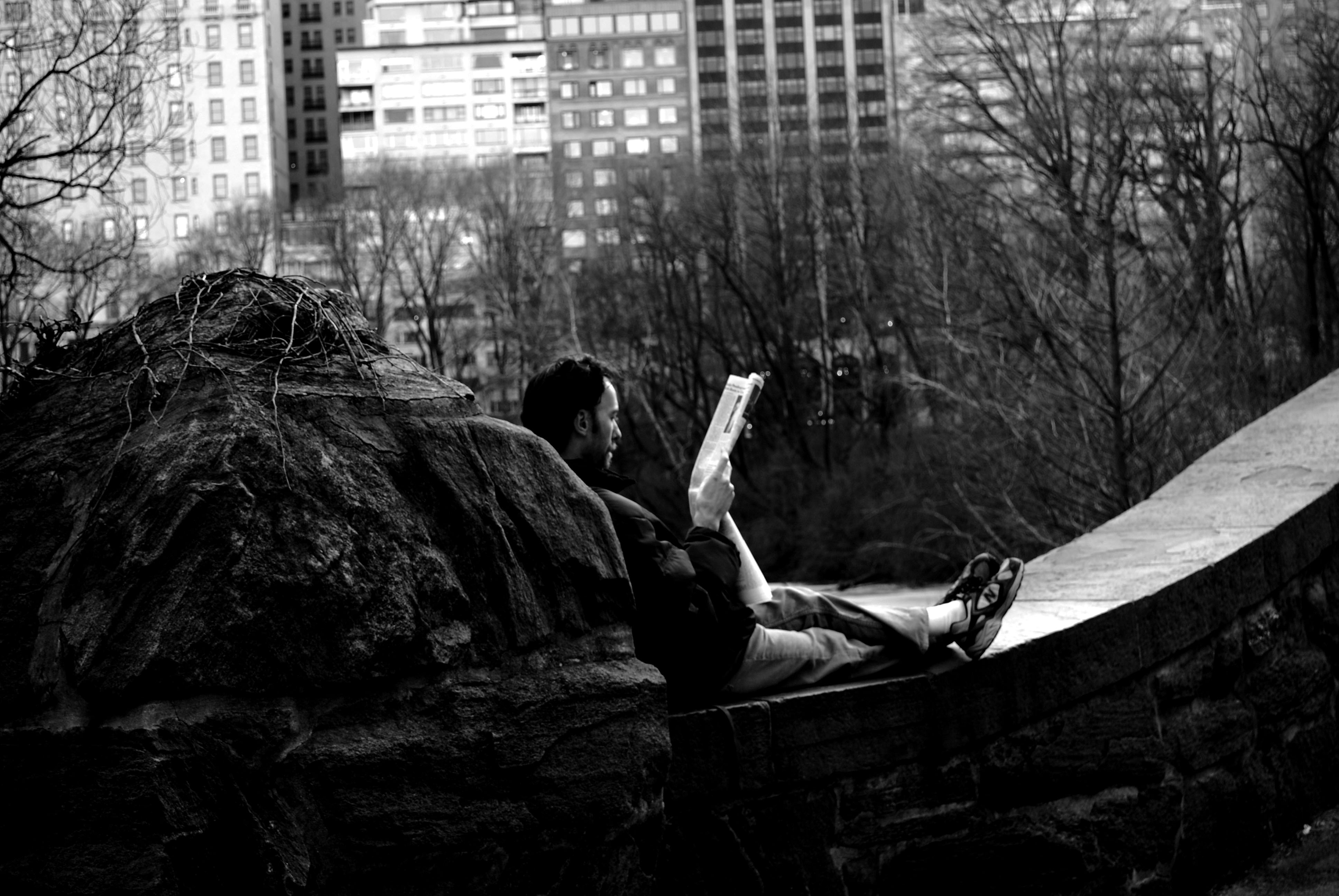 Walking around Central Park when I saw this man reading a book 